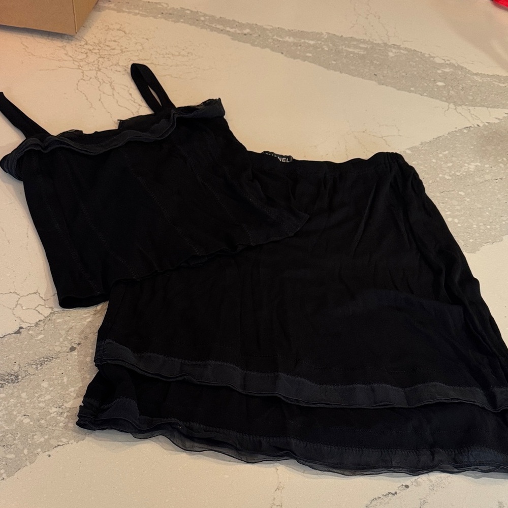 Chanel Black Top with Matching Skirt